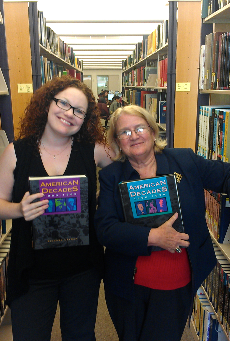 reference librarians Megan Wagner and Cynthia Bruns